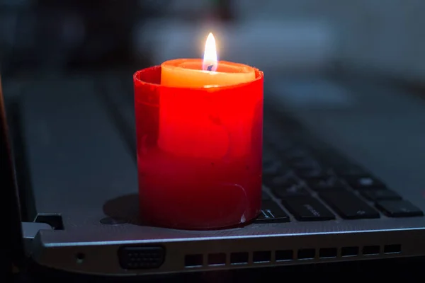 Andle Sulla Tastiera Del Computer Portatile Blackout Causa Della Guerra — Foto Stock