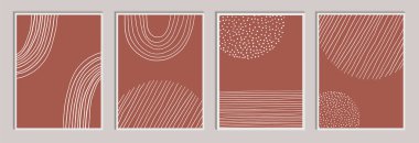 Sosyal medya, poster, kartpostal, duvar sanatı vs. için modern soyut arka plan şablonu. Soyut şekiller ve çizgiler. Vektör illüstrasyonu