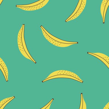 El çizimi renksiz el yapımı muz deseni. Tekstil imalatı için mükemmel duvar kağıdı posterleri vesaire. Vektör illüstrasyonu