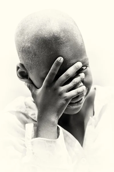 Little baby boy from Ghana is shy — Stock Photo, Image