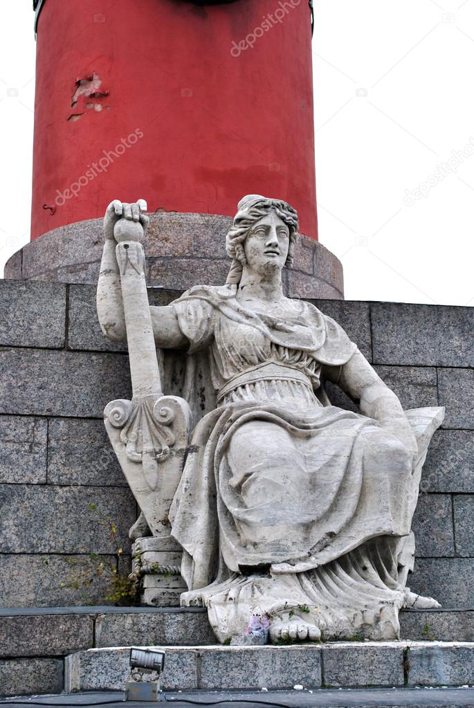 Monument at the Rostral column in Saint Petersburg