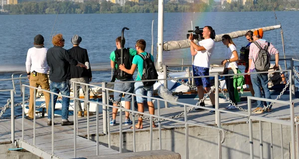 Filming process of the episode about three Russian illusionist brothers Safronov — Stock Photo, Image