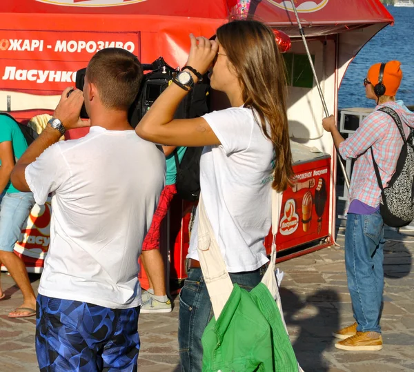 Filming team during the work — Stock Photo, Image