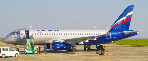 Российский самолет компании AEROFLOT — стоковое фото