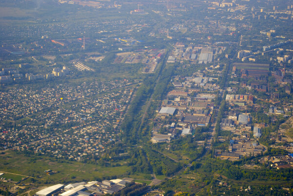 View of Dnipropetrovsk, Ukraine, from the plane
