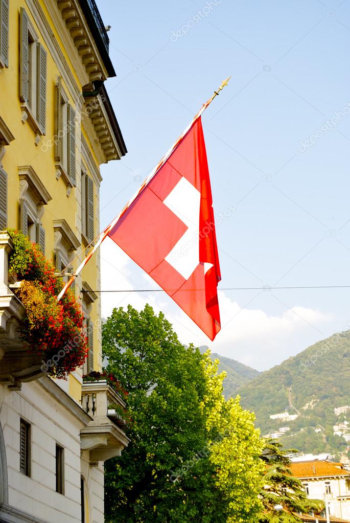 Swiss flag on the building