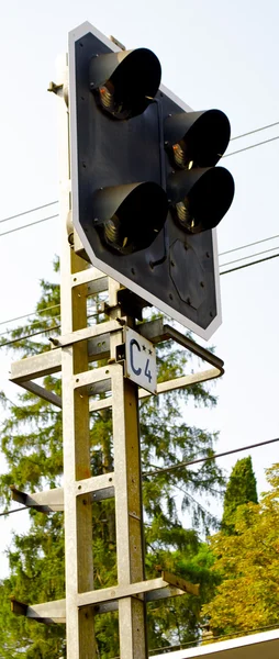 Traffic light on the railway station — Stock Photo, Image