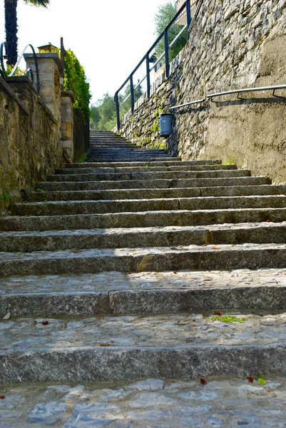 Stone stair way in the town on the mountain hill called Gandria, Switzerland — Stock Photo, Image