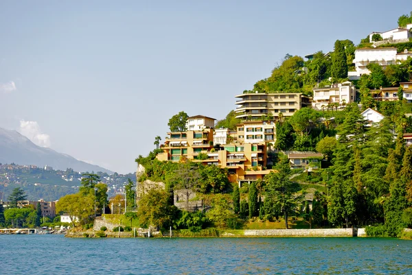 Beautiful city over the mountains of Switzerland — Stock Photo, Image