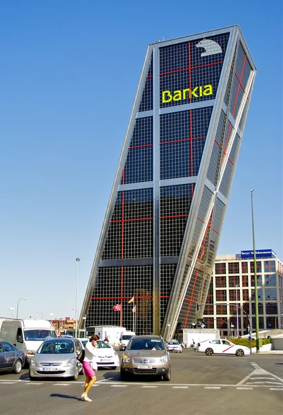 普埃尔塔德欧罗巴塔 (欧洲门) 在马德里，西班牙 — 图库照片