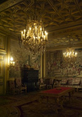 CASTLE FONTAINEBLEAU, ÎLE-DE-FRANCE, FRANCE: Image is taken inside of the Palace of Fontainebleau