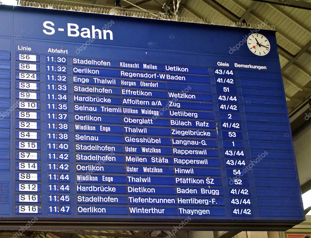 Tabla de horarios de la estación Zurich HB, Suiza 2024