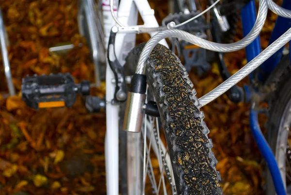 Brudne koła roweru — Zdjęcie stockowe