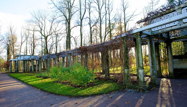 Konstrukce s sloupce v ruském městě Puškin, st.petersburg oblast — Stock fotografie