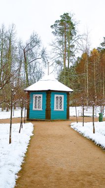Small decorative house in n Mikhaylovskoye Museum Reserve where clipart