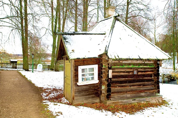 Mikhaylovskoye Müzesi rezerv içinde eski russin tarzı ahşap evi — Stok fotoğraf