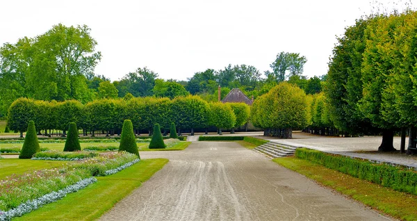 Vacker trädgård i sommar av slottet fontainebleau — Stockfoto