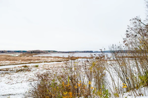 Village Mihaylovskoe no inverno na Rússia — Fotografia de Stock