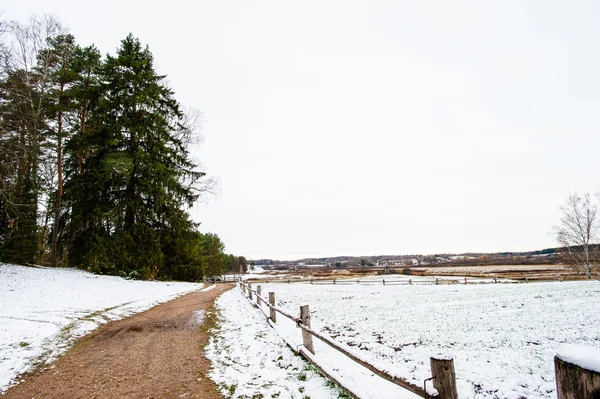 Krajina v zimě, v mihaylovskoe, Pskovská oblast, Rusko — Stock fotografie