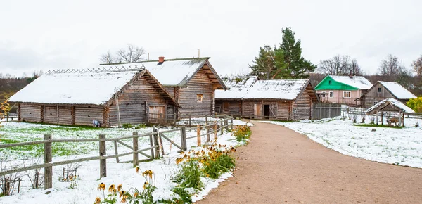 Byn trigorskoe i Ryssland i vinter — Stockfoto