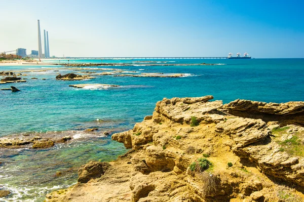 Caesarea (Maritima,) Mediterrane zee, Israël — Stockfoto