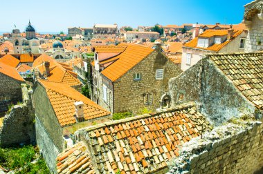 rooftops Dubrovnik'in eski kent, UNESCO tarafından dünya mirası.