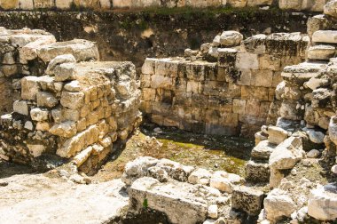 Ruins yakınındaki Güney duvarı, Kudüs, İsrail.