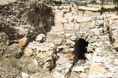 Ruins yakınındaki Güney duvarı, Kudüs, İsrail.