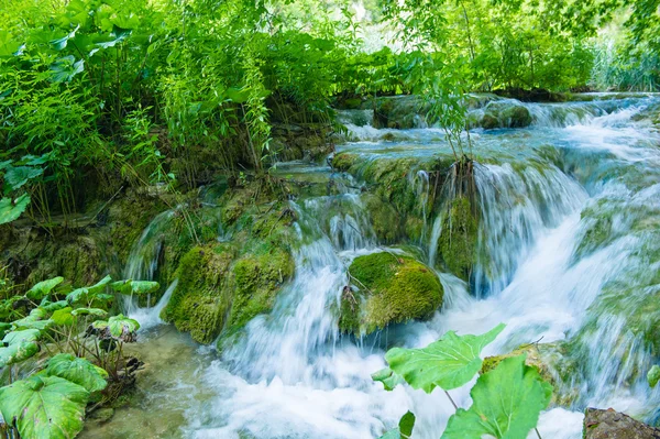 Вода течет среди камней — стоковое фото