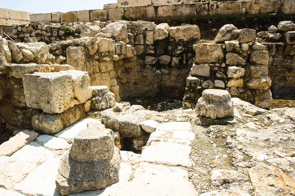 Ruínas perto da Muralha do Sul, Jerusalém, Israel . — Fotografia de Stock
