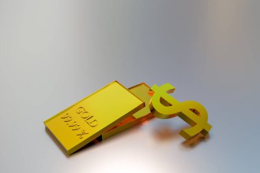 Altın sermaye yatırımları ve ticareti, 3D illüstrasyon