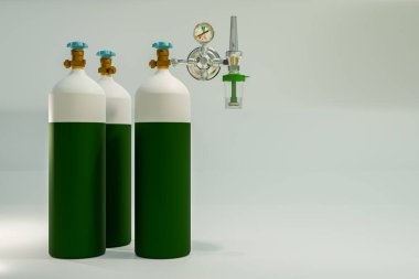 Beyaz arkaplanda oksijen tankı, 3 boyutlu resimleme