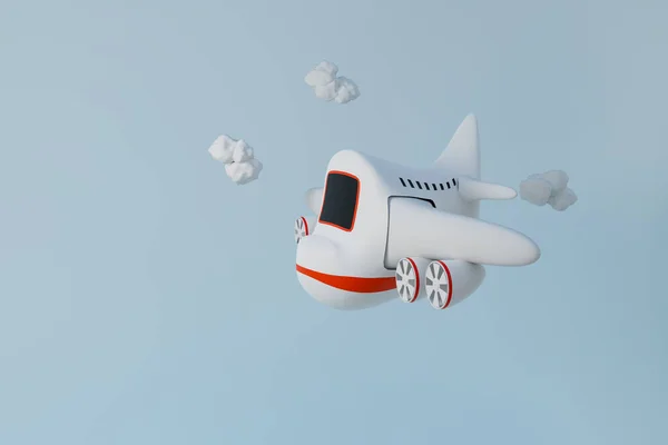 Zabawny Samolot Niską Chmurą Wielokąta Ilustracja Renderowania — Zdjęcie stockowe