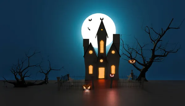 Halloween Zamek Halloween Festiwal Ilustracja Renderowania — Zdjęcie stockowe