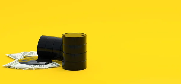 Tema Amarelo Comércio Petróleo Conceito Comércio Petróleo Renderização Ilustração — Fotografia de Stock
