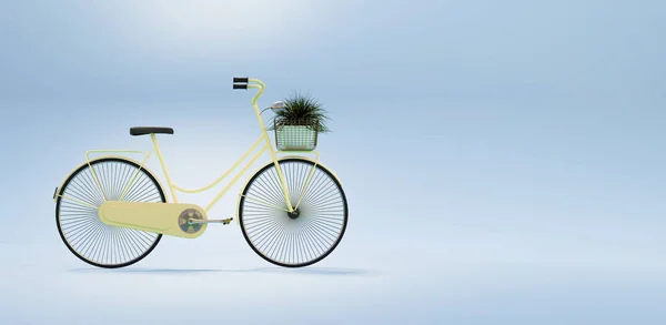 Bicicleta Vintage Con Maceta Árbol Cesta Representación Ilustraciones — Foto de Stock