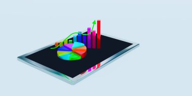 Beyaz arkaplan üzerindeki iş grafiği, 3d resimleme