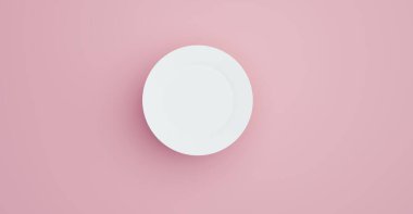 Pembe arkaplanda beyaz disk, 3B illüstrasyon oluşturma