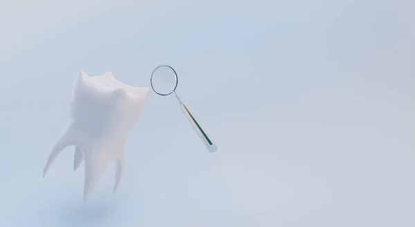 Proteção Dentes Projetada Espelho Com Fundo Limpeza Renderização Ilustrações — Fotografia de Stock