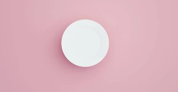 Disco Branco Sobre Fundo Rosa Renderização Ilustração — Fotografia de Stock