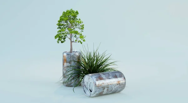 Tree Growth Old Can Global Warming Climate Change Concept Illustration — Fotografia de Stock
