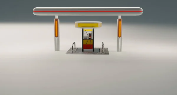 Fuel Service Stations Mock Designed Night Scene Illustrations — Stock Photo, Image