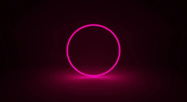 Abstract pink neon light on black background, 3D illustration rendering