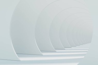 white tunnel pathway or building bridge abstract design, 3d illustration rendering