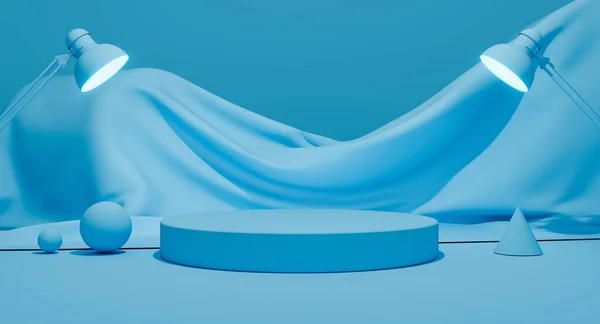 Blue Podium Design Product Presentation Illustration Rendering — Fotografia de Stock