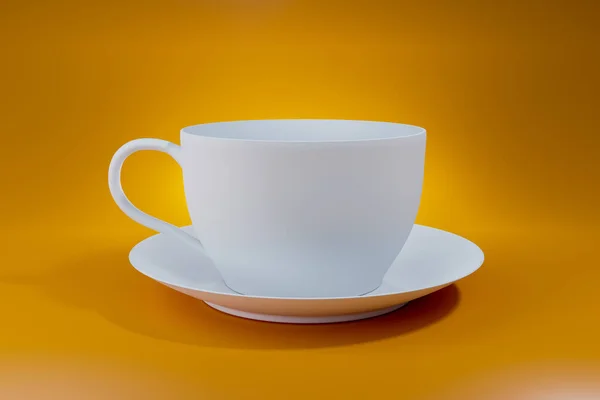 White Coffee Cup Mock Orange Background Illustration Rendering — Stockfoto