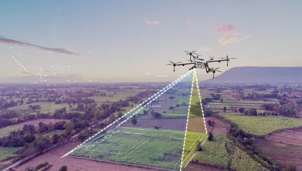 Agriculture drone working with mapping work area