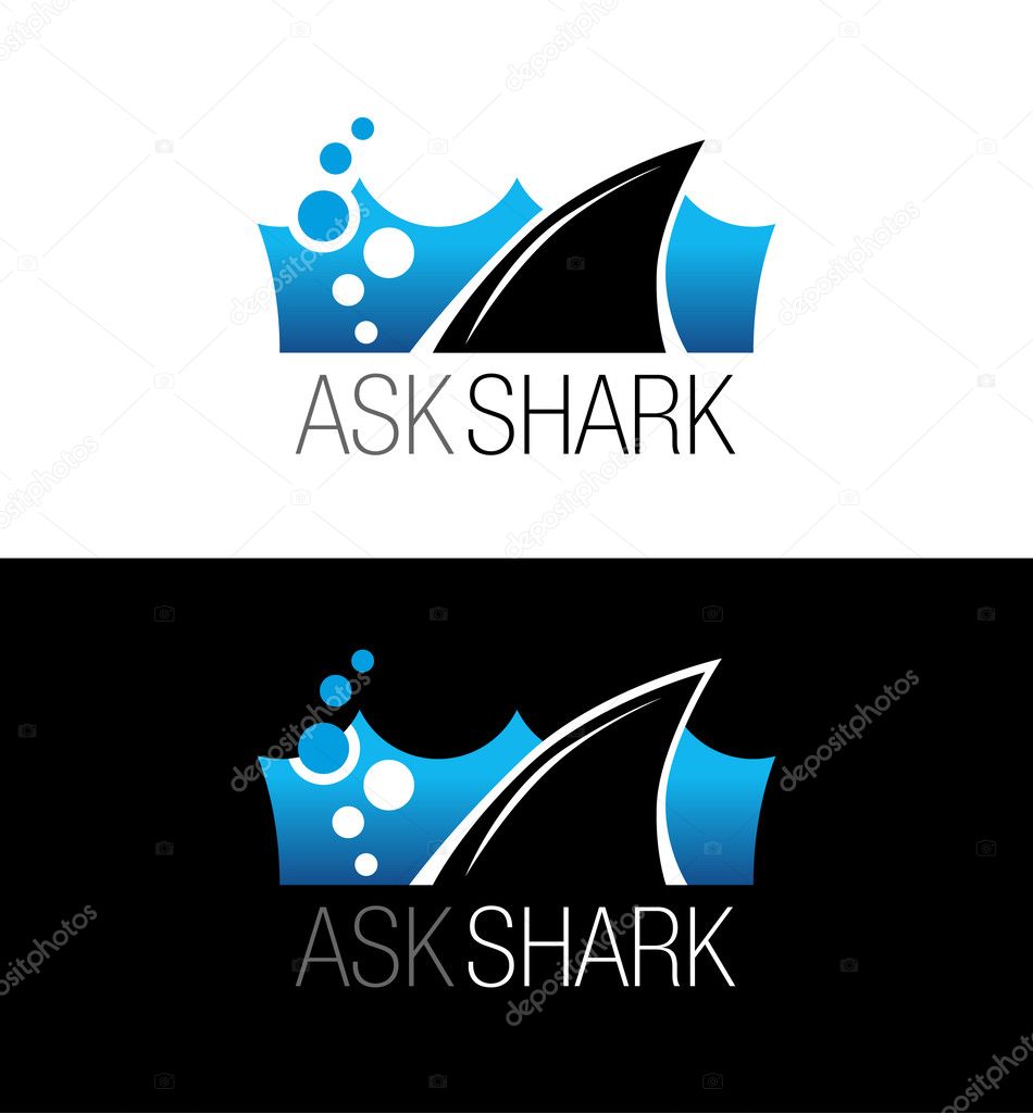 Shark fin in water. Corporate icon. Vector design template