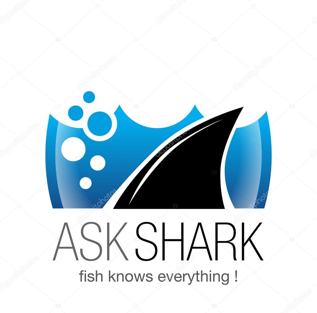 Shark fin in water. Corporate icon. Vector design template
