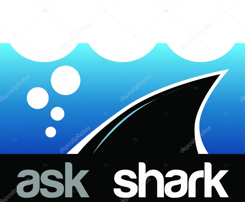 Shark fin in water. Corporate icon. Vector design template